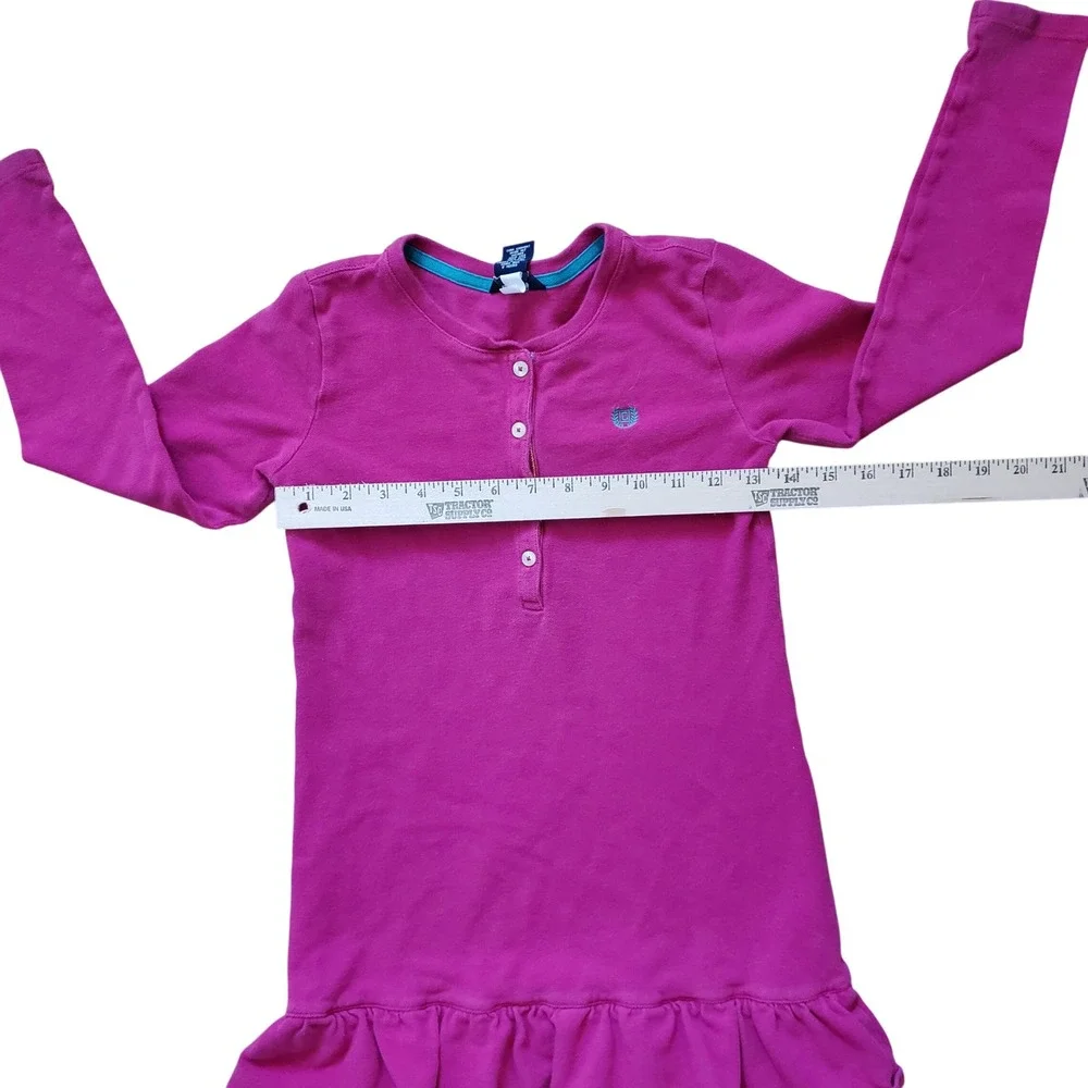 Chaps Girls' Dress Ruffle‎ Hem Long Sleeve Casual Pink Size M (8-10)